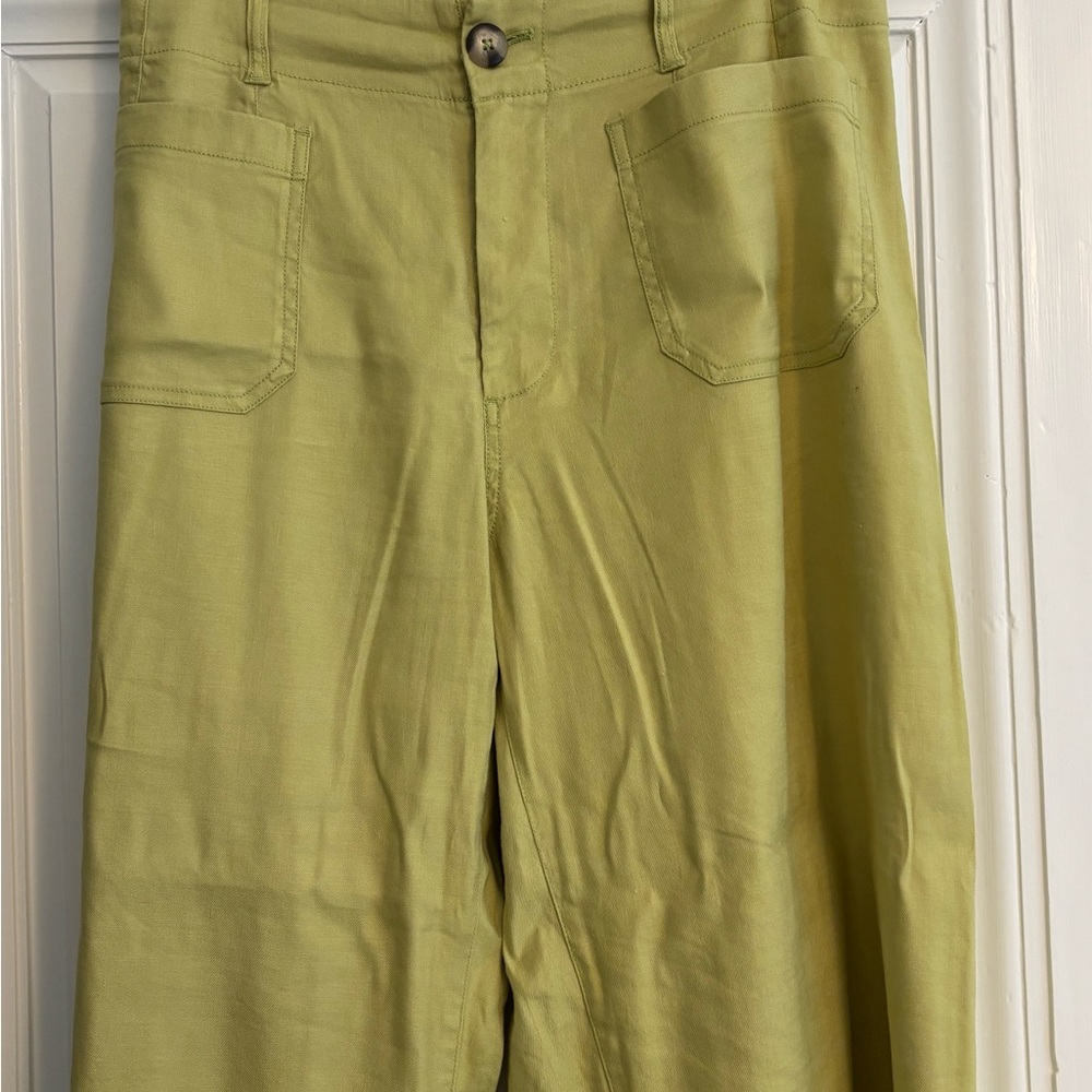 Anthropologie Collette Classic Linen Pant Citrine Wide-Leg